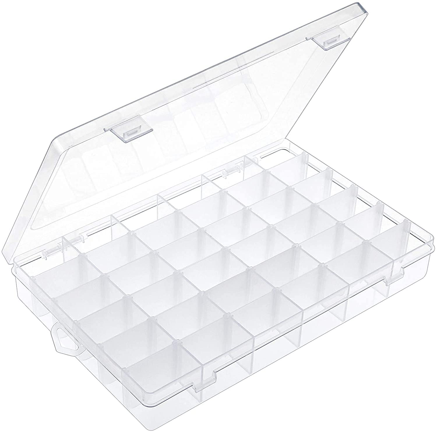 Photo 1 of OUTUXED 36 Grids Clear Plastic Organizer Box with Adjustable Compartment Dividers Rock Collection Box for Bead, Nails, Jewelry, Art, DIY Crafts, Fishing Tackle, Small Items Organizers and Storage