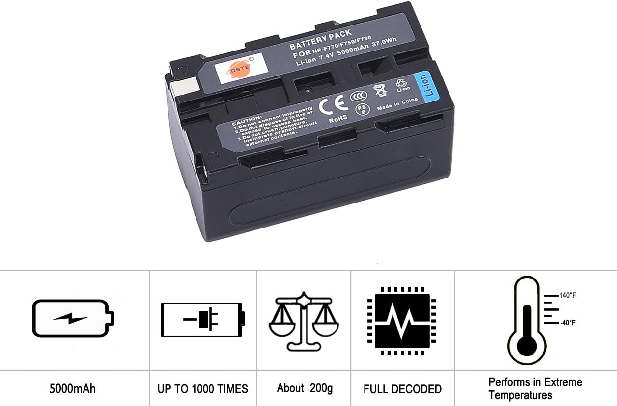 DSTE Rechargeable Li-ion Battery Compatible for NP-F750, NP-F770, NP-F730 and Sony NP-F550, NP-F970, DCR-TRV820K, CCD-SC65 - Image 5