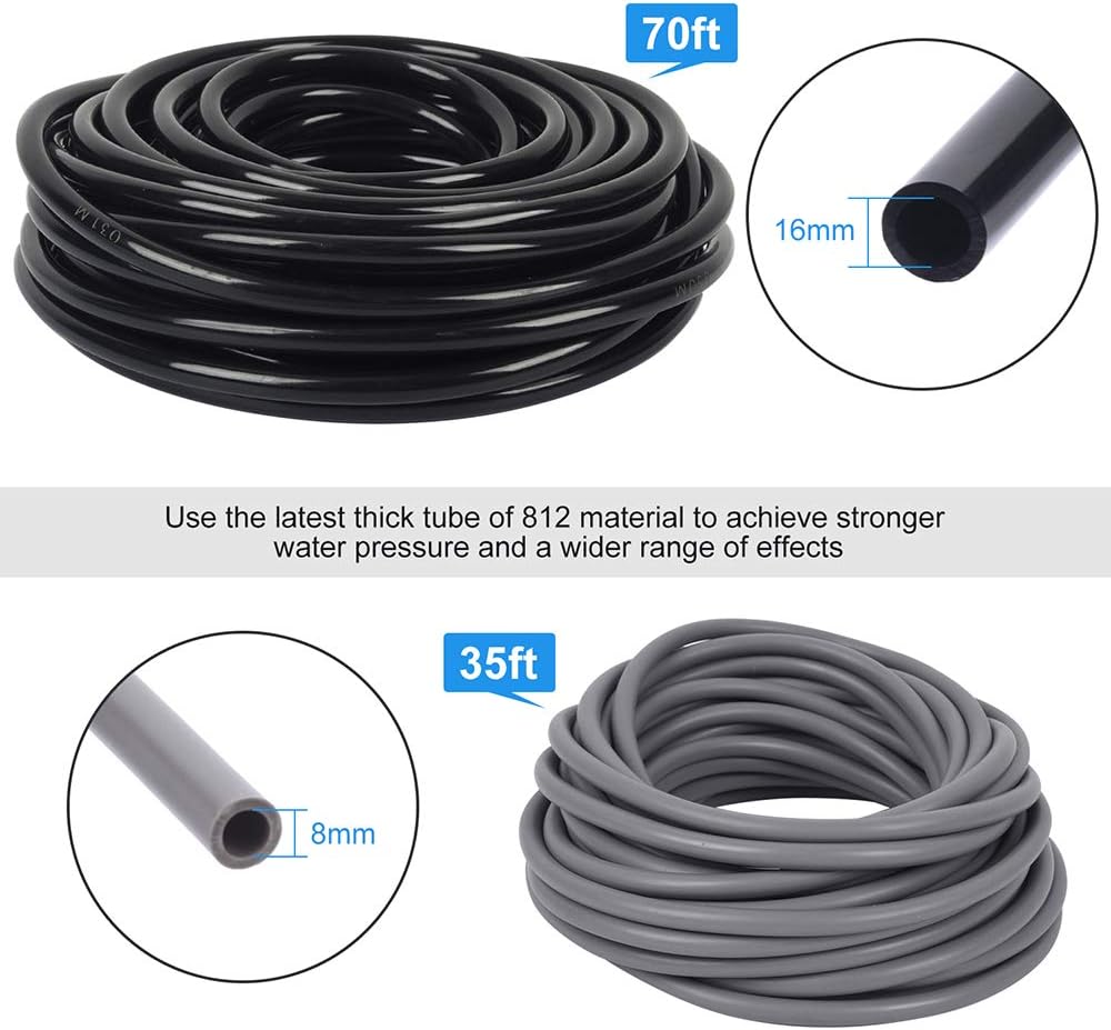 Drip Irrigation, Garden Irrigation System(70ft+35ft), DIY Plant Watering System, Distribution Tubing Hose, Saving Water Kit Accessories, Automatic Irrigation Equipment Set for Garden Greenhouse, Patio, Lawn : Garden & Outdoor