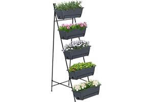 OYEAL 5 Tier Vertical Garden Planter Outdoor Raised Garden Bed with Legs Elevated Herb Planter with 5 Planter Boxes for Growi