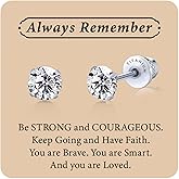 Limerencia G23 Titanium Screw Backs Earrings White Cubic Zirconia Studs 20G Hypoallergenic Piercing Post Studs First Holy Communion Gifts for Girls Sensitive Ears