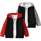 Jolyshlid 2 Pieces Boys Full Zip Hoodie Casual Long Sleeve Sweatshirts Jacket 4-12Y