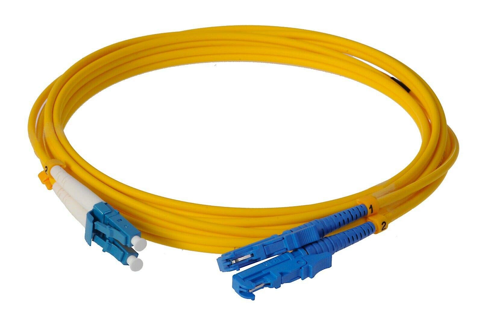 CONBIC® Fibre Optic Cable - 20m OS2 Yellow, E2000/UPC to LC/UPC Connector, Duplex 9/125 Patch Cable - Fibre Optic Cable 20 Metres