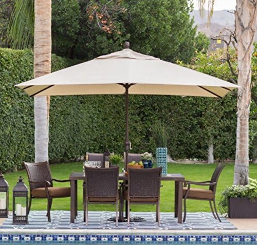 Offset Patio Umbrella,Large Outdoor Umbrella, Sun Shades For Patios,8 x 11 ft. Aluminum Rectangle, Color Beige.Keep Yourself Shaded While Enjoying The Outdoors