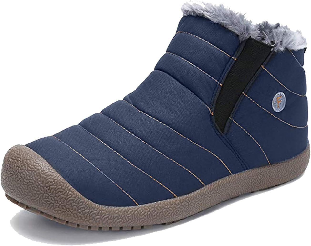 Enly Winter Snow Boots Slip-on Water Resistant Booties for Men Women, Anti-Slip Lightweight Ankle Boots with Full Fur