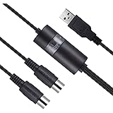 USB MIDI Cable Interface, Upgrade Professional MIDI to USB IN-OUT Cable Converter For PC/Mac/Laptop 2M(6.5FT) (BLACK)(PLS STE