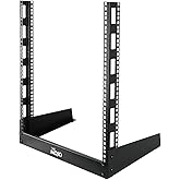 Tecmojo 2 Post 12U Desktop Server Rack Small Open Frame Rack for 19in AV/Data/Audio/Studio Equipment Free Standing Home/Office Rack,Square Hole