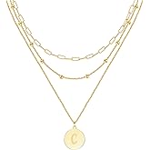 KSF Gold Layered Necklaces for Women Trendy - 14K Gold Plated Layered Choker Initial Letter Coin Pendants Necklace Stack Paperclip Chain Gold Jewelry Gifts Set Non Tarnish