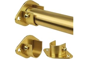 VANLONPRO Closet Rod, 17 to 76 Inch Heavy Duty Adjustable Metal Clothing Rack for Hanging Clothes, Closet Poles for Wardrobes, Laundry, Durable Steel, Gold（Upgraded Extra Strong）