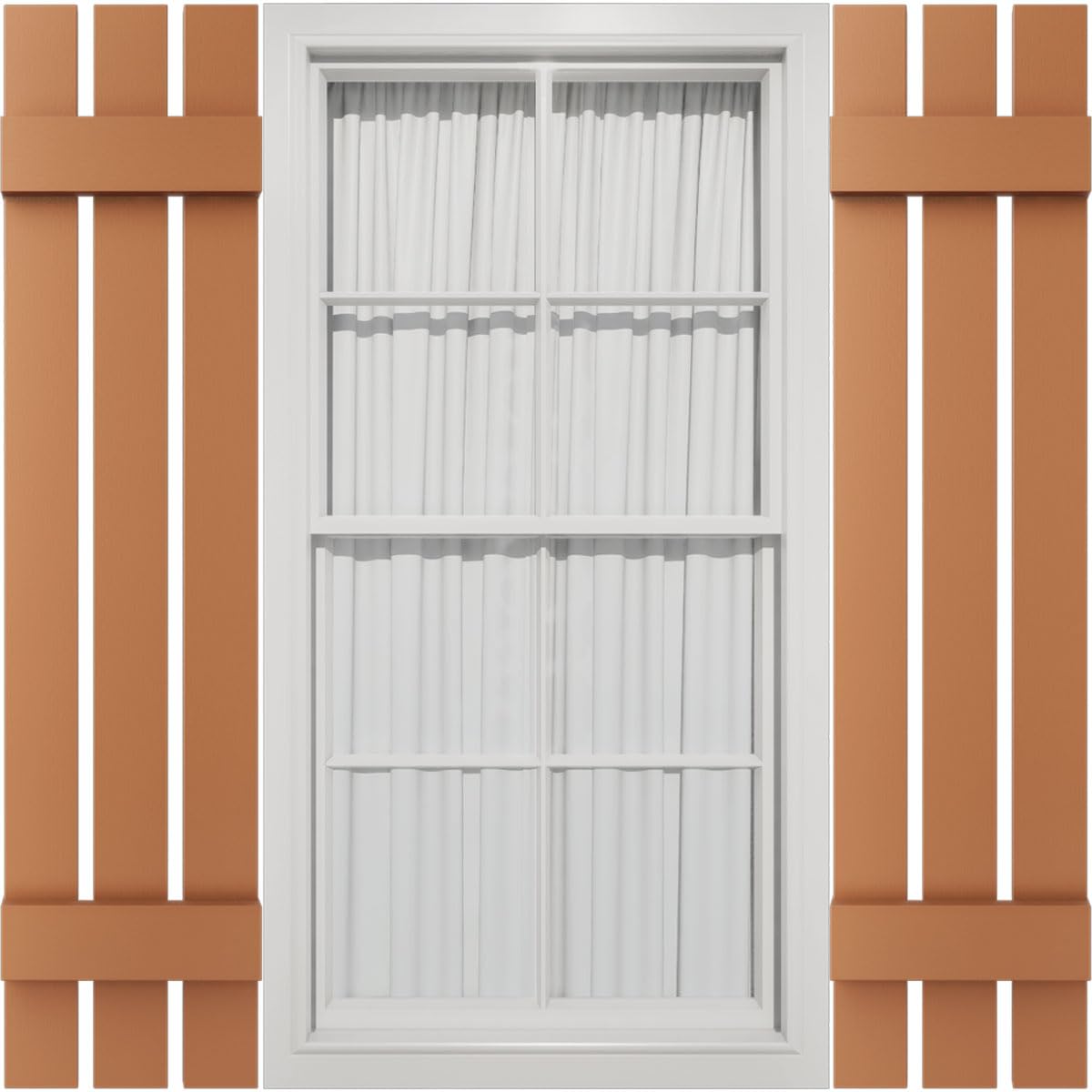 Photo 1 of 12"W x 52"H Mid-America Vinyl, TailorMade Three Board Spaced (2 Batten), Board-n-Batten Shutters, w/Installation Shutter-Lok's (Per Pair), 945 - Platinum