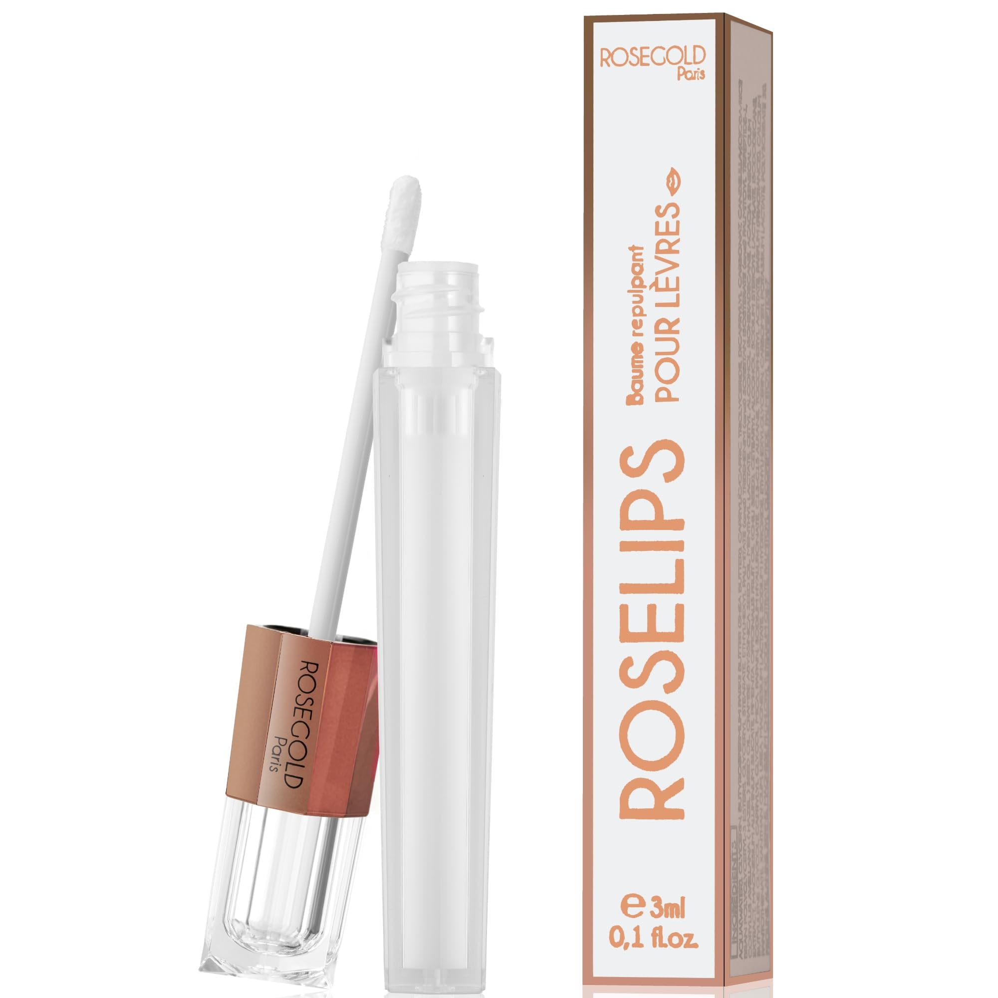 ROSEGOLD ROSELIPS Plumping Balm for Lips 98% Natural, Care for Plump and Hydrated Lips, with Hyaluronic Acid - Made in France - Vegan (1 Month)