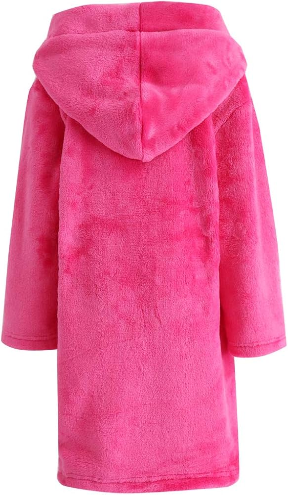 Girls Bathrobes Toddler Kids Hooded Robes Flannel Sleepwear for Kids Girls: Clothing