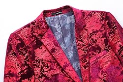 WULFUL Mens Floral Suit Jacket Slim Fit Stylish
