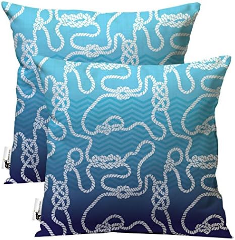 Nautical Outdoor Waterproof Throw Pillows - Set Of 2 - Dread Knot Blue Patio Pillows | UBU Republic (20X20)