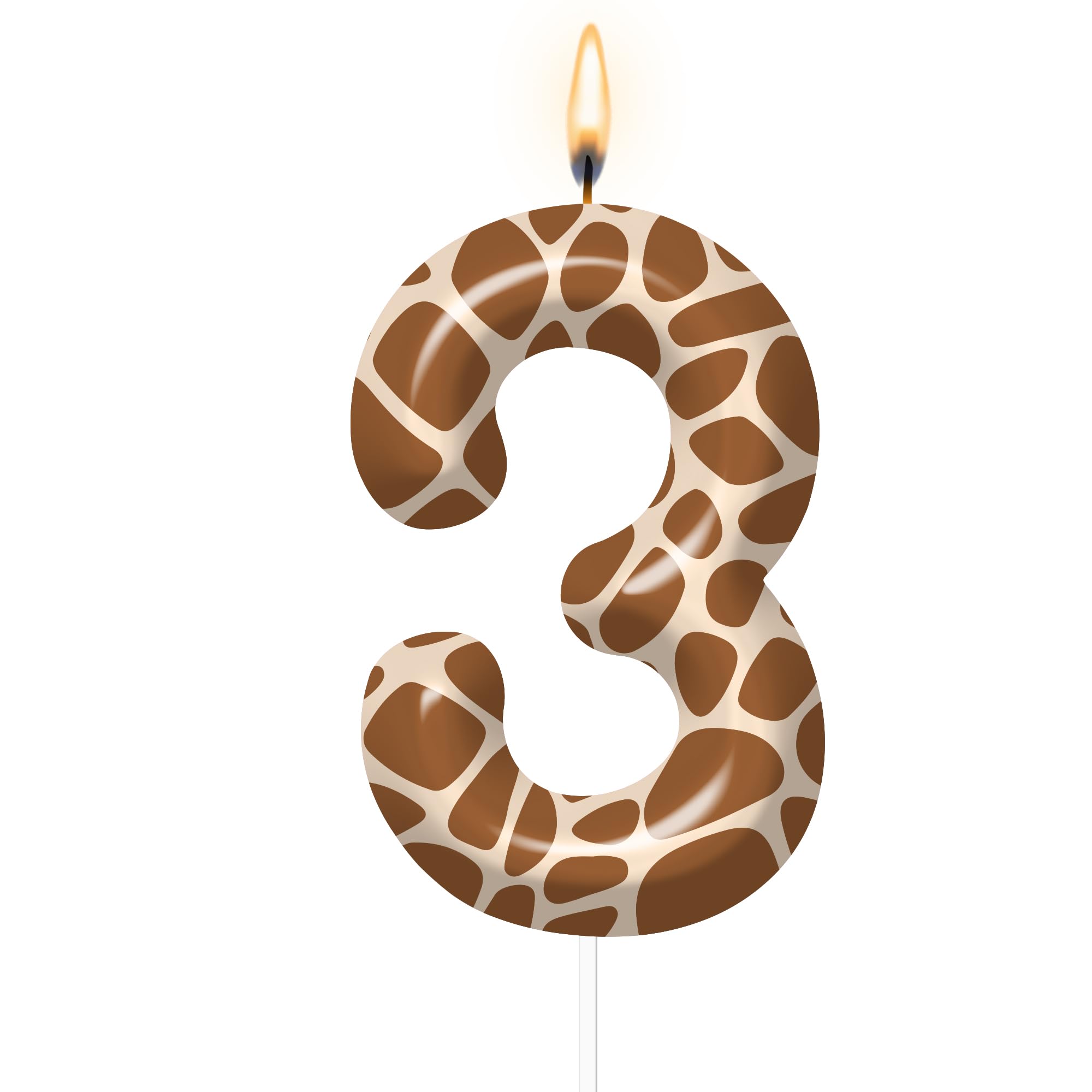 Giraffe Birthday Candle Number 3 Giraffe Candle Birthday Party Decoration Giraffe Cake Topper for Boys Girls Reunions Animal Themed Party Supplies (Number 3)