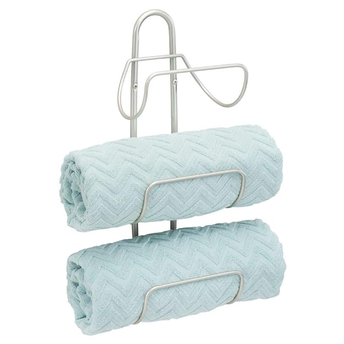 mDesign Wall Mounted Towel Storage Rack Metal Towel Hanging Rail