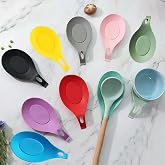 MTOMDY 10 Pieces Colorful Spatula Rest, silicone spoon rest - Heat Resistant Spoon and Ladle Holder,Stovetop Spoon Rest