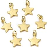 KitBeads 20pcs 18k Real Gold Plated Star Charms for Jewelry Making - Brass 5-Corner Smooth Surface Celestial Little Star Charms Bulk