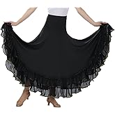 CISMARK Elegant Ballroom Dancing Latin Dance Party Long Swing Race Skirt, One Size