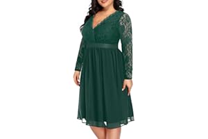Pinup Fashion Plus Size Lace Chiffon Wrap V Neck Dresses Women Cocktail Wedding Guest Midi Dress
