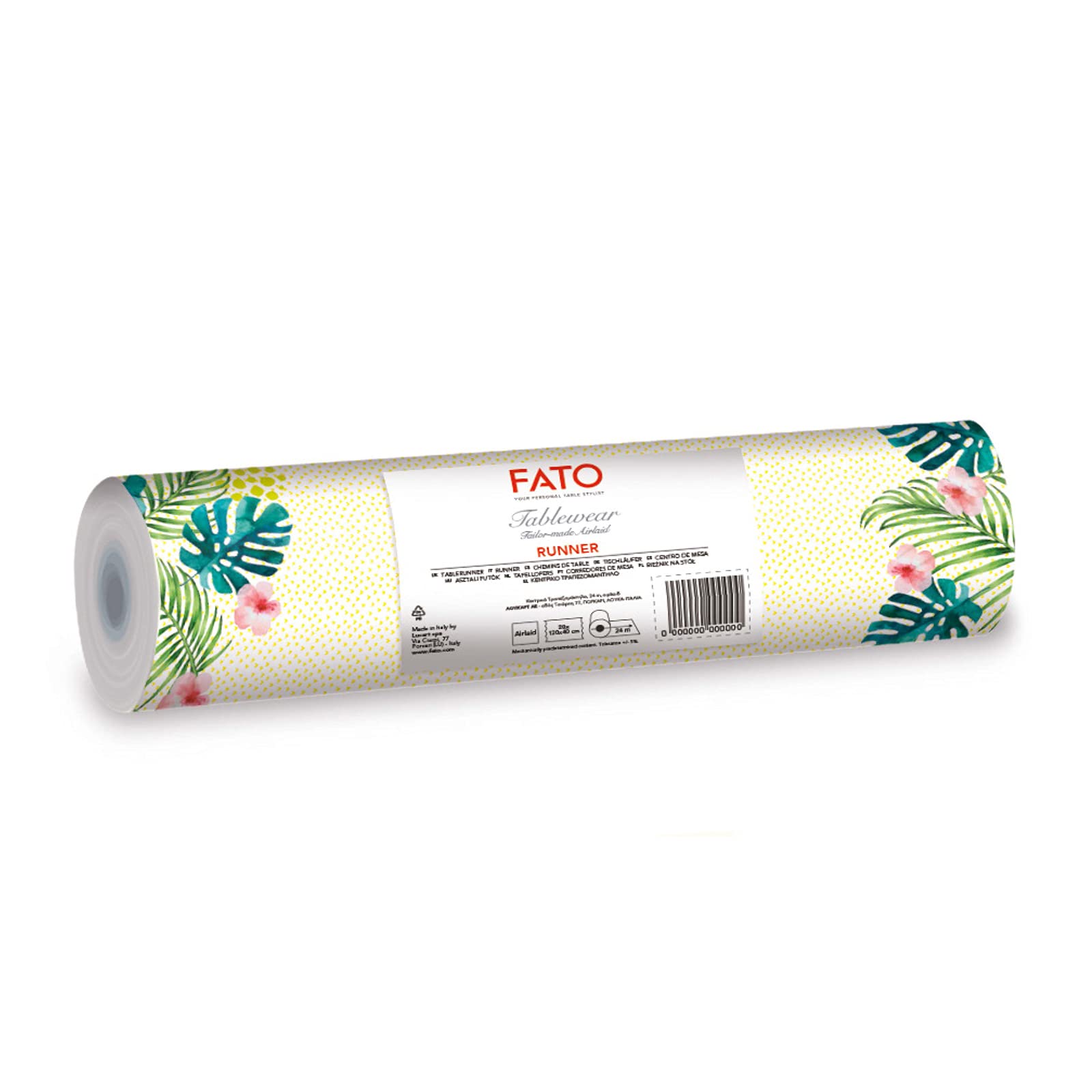 Fato Table Runner, Modern, Tropical Design, Green, Airlaid, 0.4 x 24 m, Pack of 20