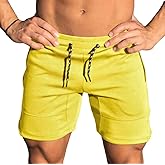 EVERWORTH Men's Solid Gym Workout Shorts Bodybuilding Running Fitted Training Jogging Short Pants with Zipper Pocket 3 Colors