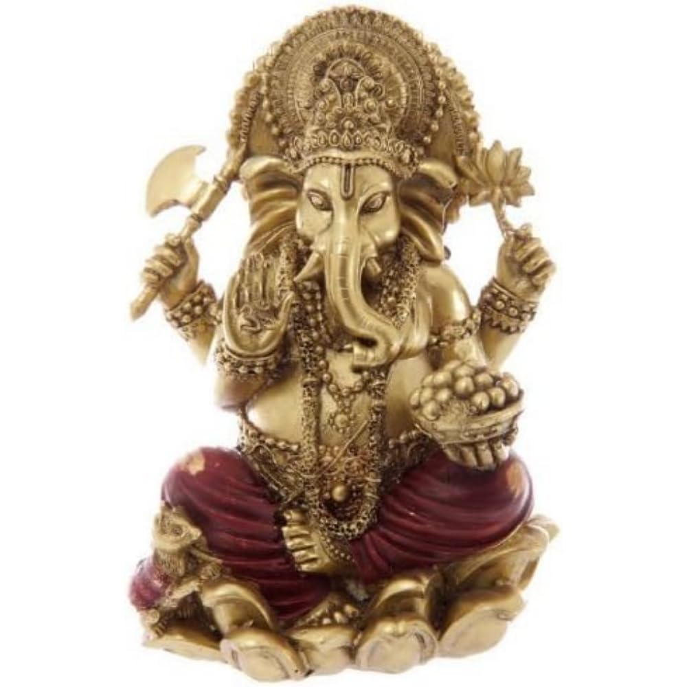 Puckator Gold and Red Ganesh Statue 16cm - Ganesh Ganesha Idol Statue Statues For Home Decor - Ganapati Ganpati Indian Decoration Decorations Home -Hindu Gift Gifts Items For Women