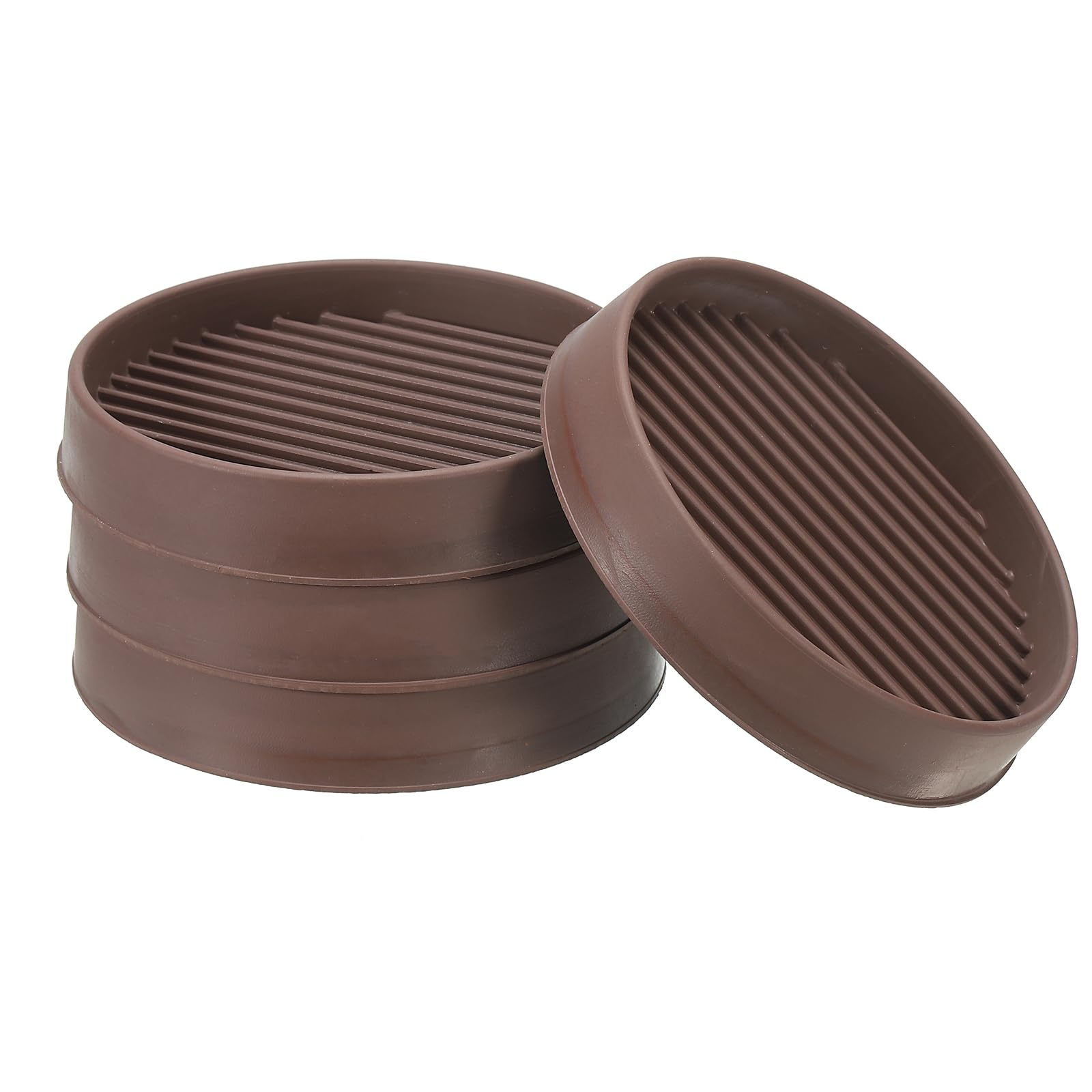 PATIKIL 3" Round Rubber Furniture Pads, 4 Pack Non Slip Caster Cups Anti Skid Floor Protectors for Furniture Feet Bed Couch Chair Table Stopper, Brown