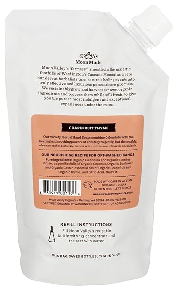 MOON VALLEY ORGANICS – FOAMING HERBAL HAND SOAP 3X REFILL POUCH UNSCENTED – 10.7 OZ.