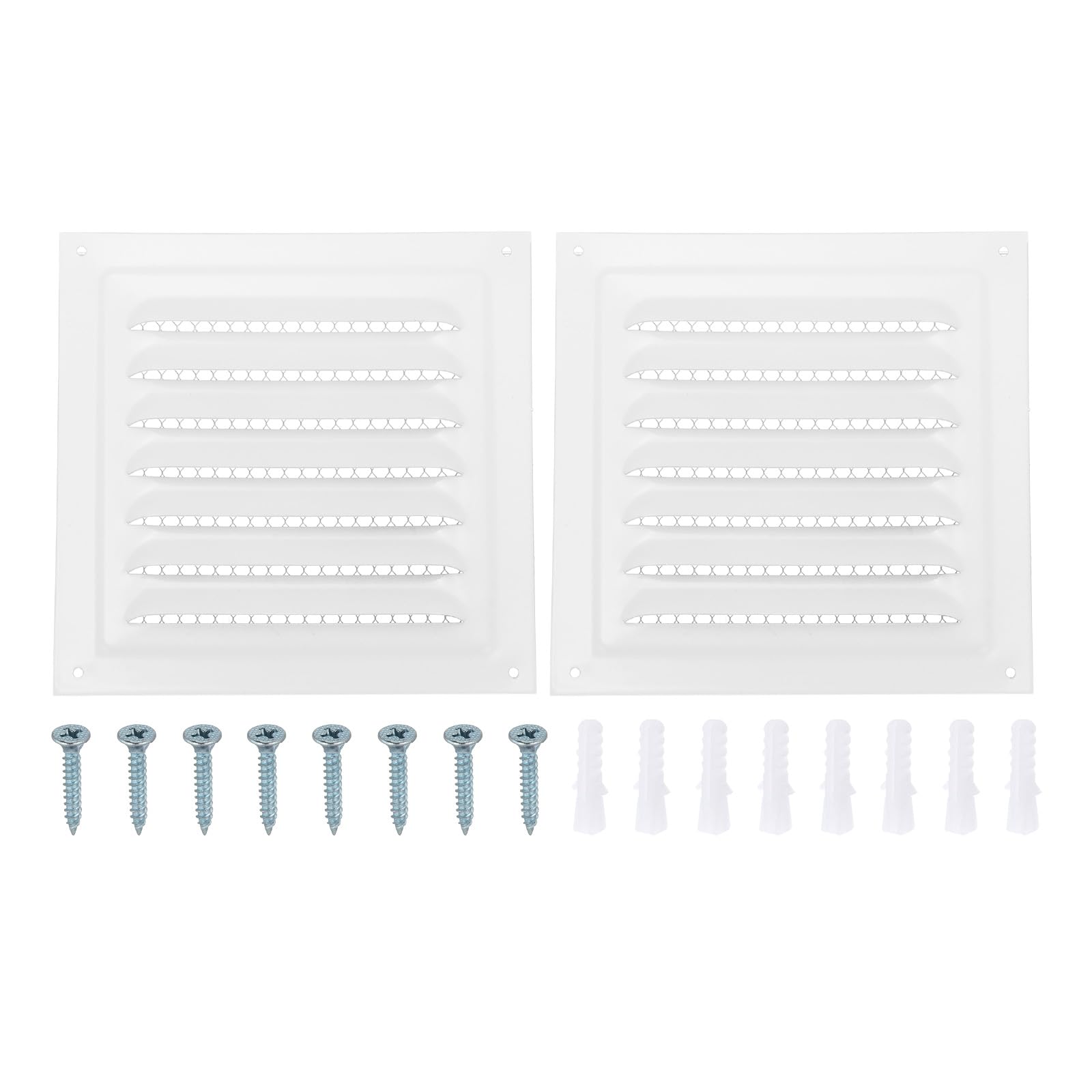 PATIKIL 6"x6" Stainless Steel Gable Vent, 2pcs Exterior Wall Outlet Vent Cover HVAC Air Grille Louvered Screen Mesh for Kitchen Bathroom Ventilation, White