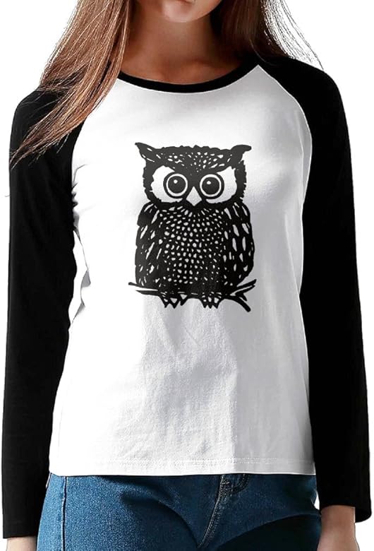 Amazon Fairyland レディース フクロウ シルエット 動物 黒白 ラグランtシャツ Tシャツ 長袖 ブラック Medium Tシャツ カットソー 通販