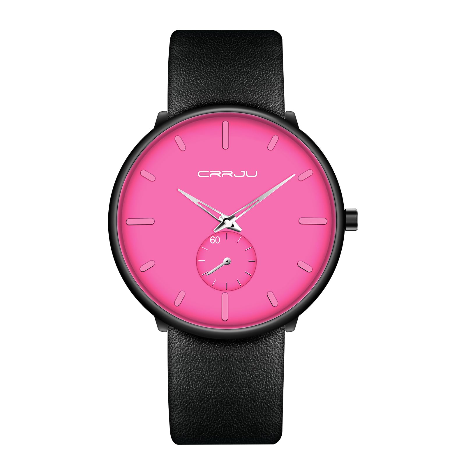 FIZILI Mens Watches Ultra-Thin Minimalist Waterproof-Fashion Wrist Watch for Men Unisex Dress with Leather Band, Pink face, Modern minimalist style