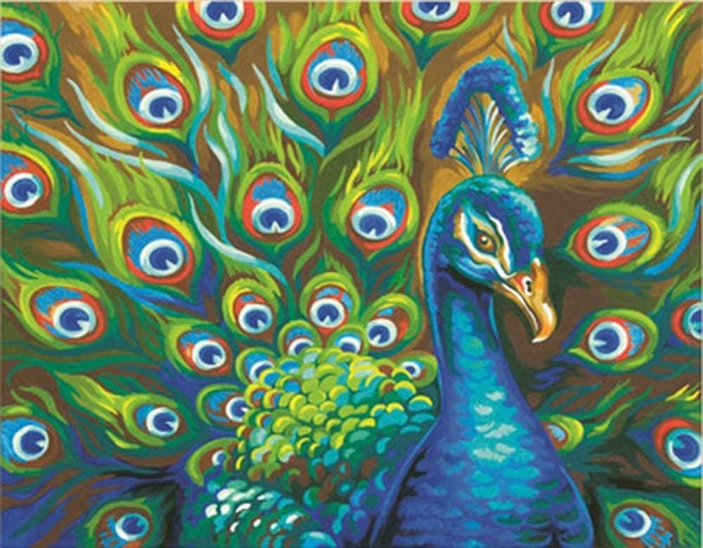 TINMI ARTS 5D Diamond Painting Peacock Full Round Drills DIY Stamped Cross Stitch Kits Paint with Diamonds Embroidery Kits Home Wall Decor[16"x 12"]