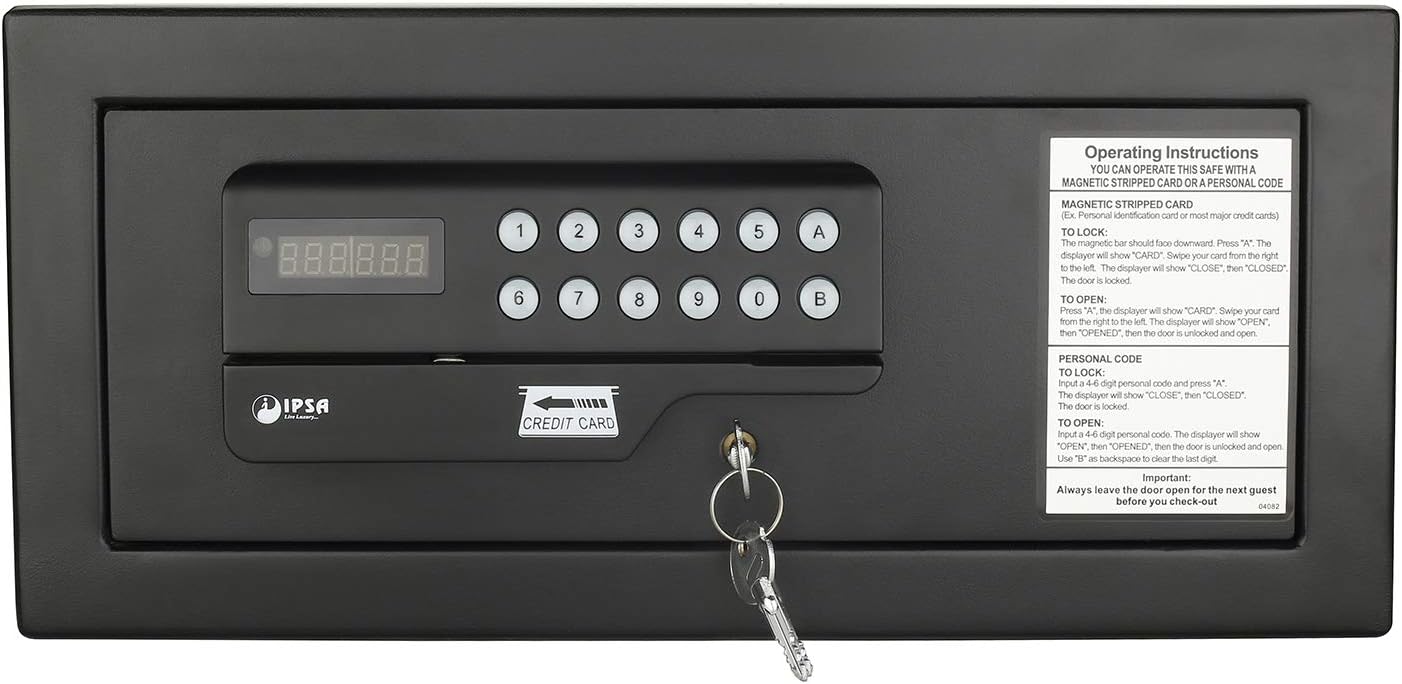 IPSA ES03 Credit Debit Card Operated Digital Electronic Safe Locker with Password Solid Steel Structure Double Locking Steel Bolts Rust-Free Surface Motorized Locking Emergency Key