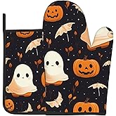 High Heat-Resistant Halloween -Themed Oven Mitts and Pot Holders Set - Ideal for Baking, Cooking, and BBQ