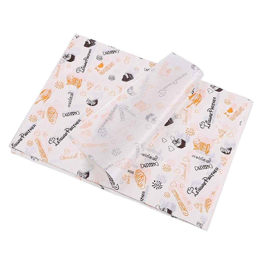 100 Sheets Food & Sandwich Paper Food Wrapping Paper Baking Deli Basket Liner Grease Proof Wrappers for Cake/Gift/Cheese Burger/Sandwich/Bread-Flower