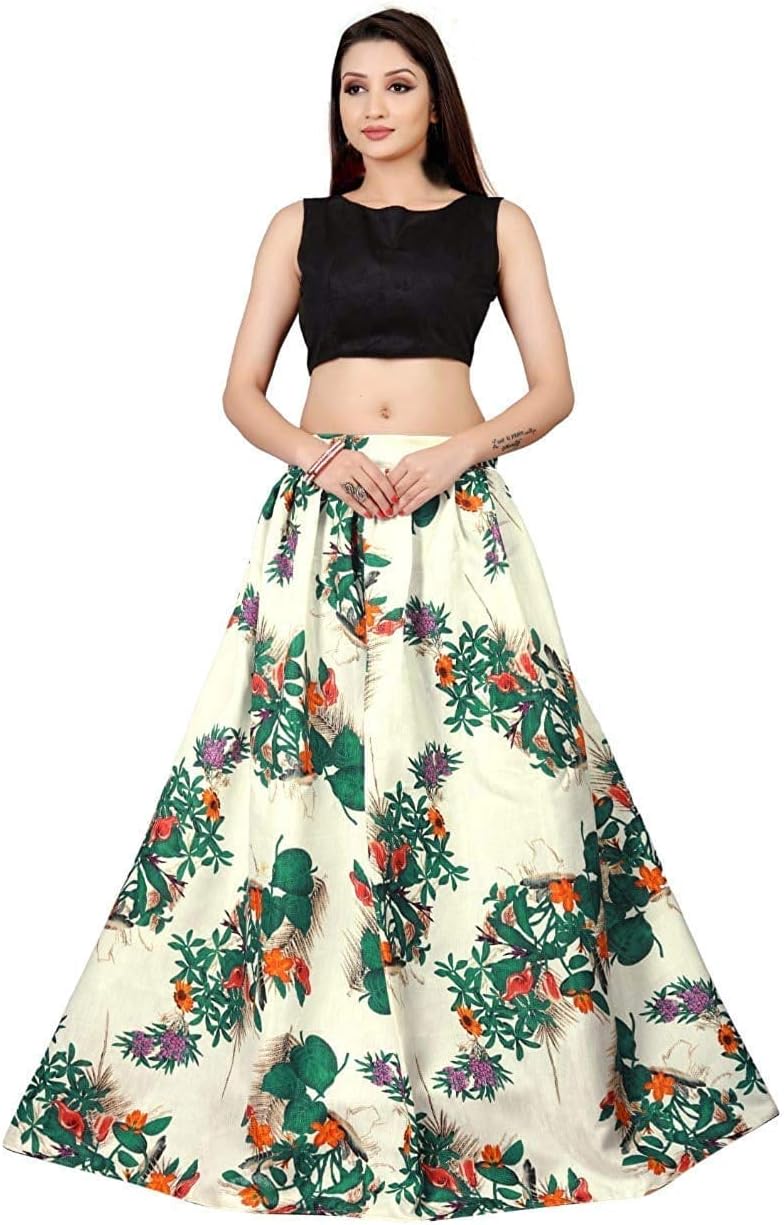 Jil Creation Women's Crepe Silk Saree (Ivory Black)