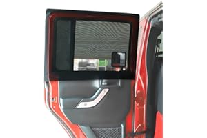 Savadicar Rear Window Sun Shades, Breathable Mesh Side Window Sunshade, Stretchy Sun Screen Net Compatible with 1997-2024 Jeep Wrangler TJ JK JL & Gladiator JT, Anti-UV for Baby/Pets/Camping, Pair