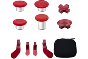 E-MODS GAMING Replacement Thumbsticks, D-pad, Paddles Trigger Buttons for Xbox One Elite Controller Series 2 & Elite Series 2 Core Controller (E-10IN1-AllRed)