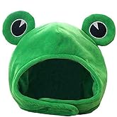 zmgmsmh Cute Plush Frog hat Scarf Cap Ears Winter ski hat Full Headgear Novelty Party Dress up Cosplay Costume Green