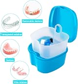Keedolla Denture Cup Orthodontic Retainer Case Blue with Brush Basket Lid view 3