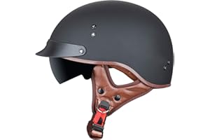 VCOROS Half Helmet Motorcycle DOT Approved Open Face Helmet with Sun Visor and Quick Release Buckle for Adults Men and Women (F02 Matte Black, L)