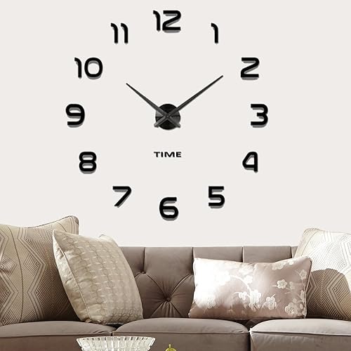 Vangold Modern Mute DIY Frameless Large Wall Clock 3D Mirror Sticker
