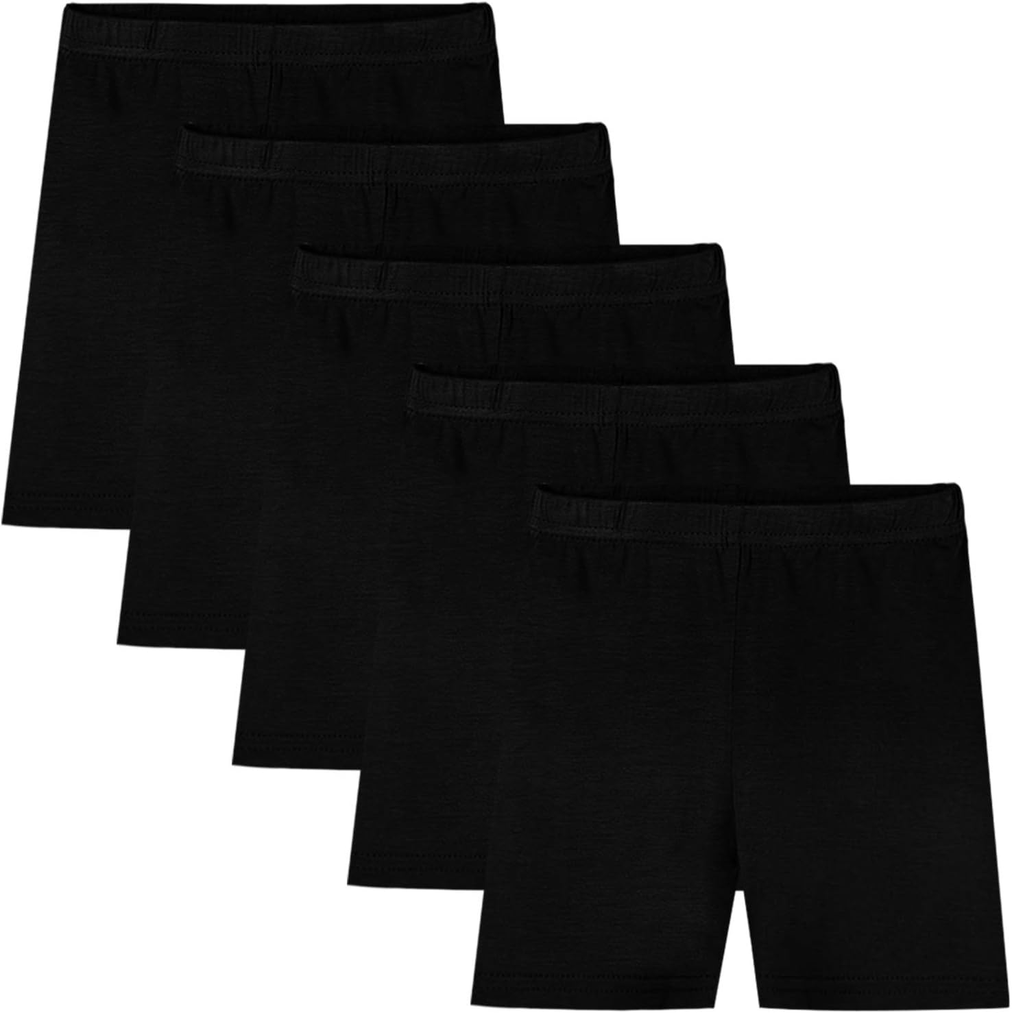 Girls Dance Shorts Kids Solid Color Breathable Bike Shorts Stretchy Undershorts for Sports Play or Under Skirts 2-10 Years (Pack of 6)