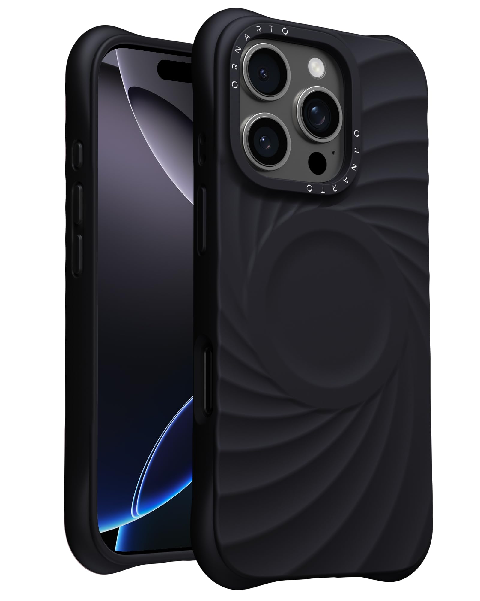 ORNARTO Vortuxe for iPhone 16 Pro Case 6.3"- Compatible with Magsafe,Military Grade Drop Shockproof Liquid Silicone 16 Pro Sleek Cover Cases,Durability & Textured -Black