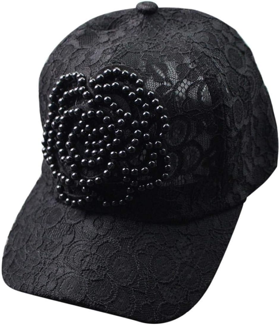 Cap Ladies Baseball Cap Hat Beaded Beaded Flower Polyester Lace Pink