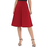 Urban CoCo Women's A-Line Elastic High Waist Flare Work Midi Knee Length Stretchy Skirt