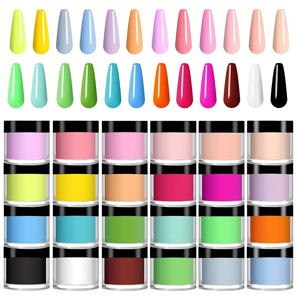 Acrylic Nail Kit, 24 Colors Acrylic Nail Powder for Nails, Beginner DIY at Home & Salon