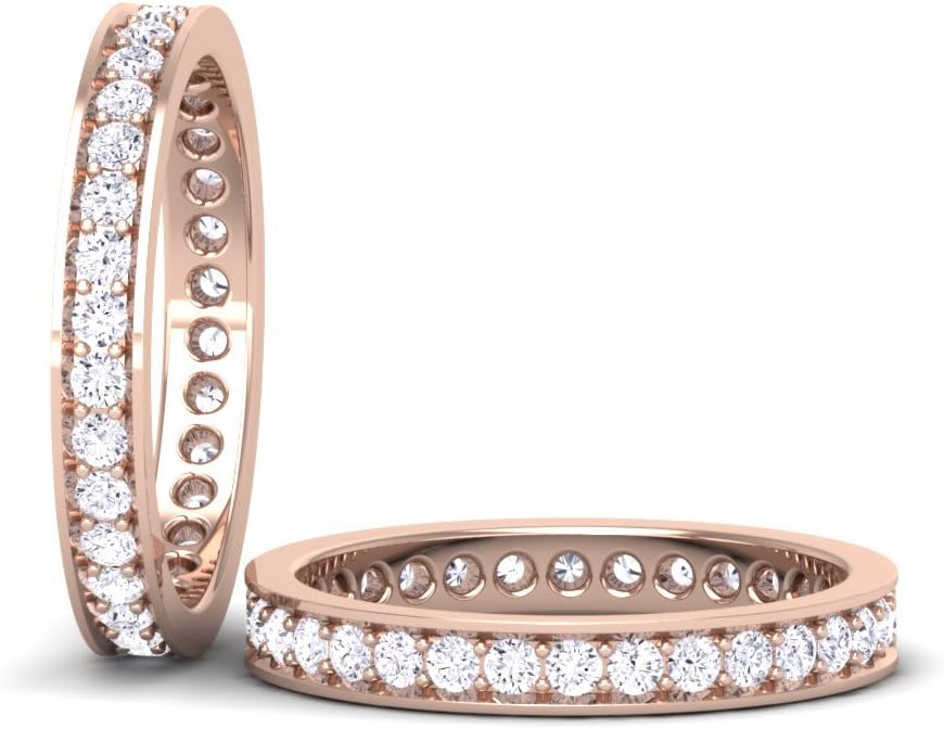 0.75ct Pave set Round Brilliant Cut Diamonds Full Eternity Ring Available in Gold and Platinum (18ct Rose Gold, P)
