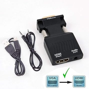 TB® - Adaptador VGA a HDMI con Audio (Salida de PC VGA a TV ...